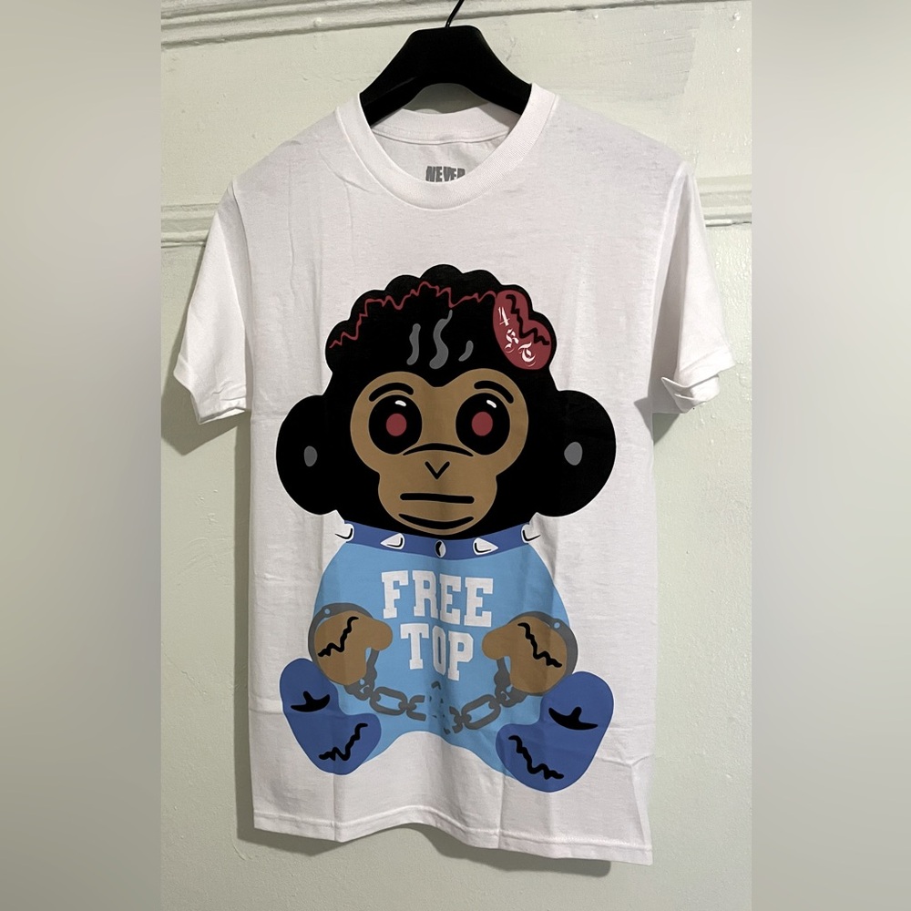 White T-Shirt with Graphic Monkey Design